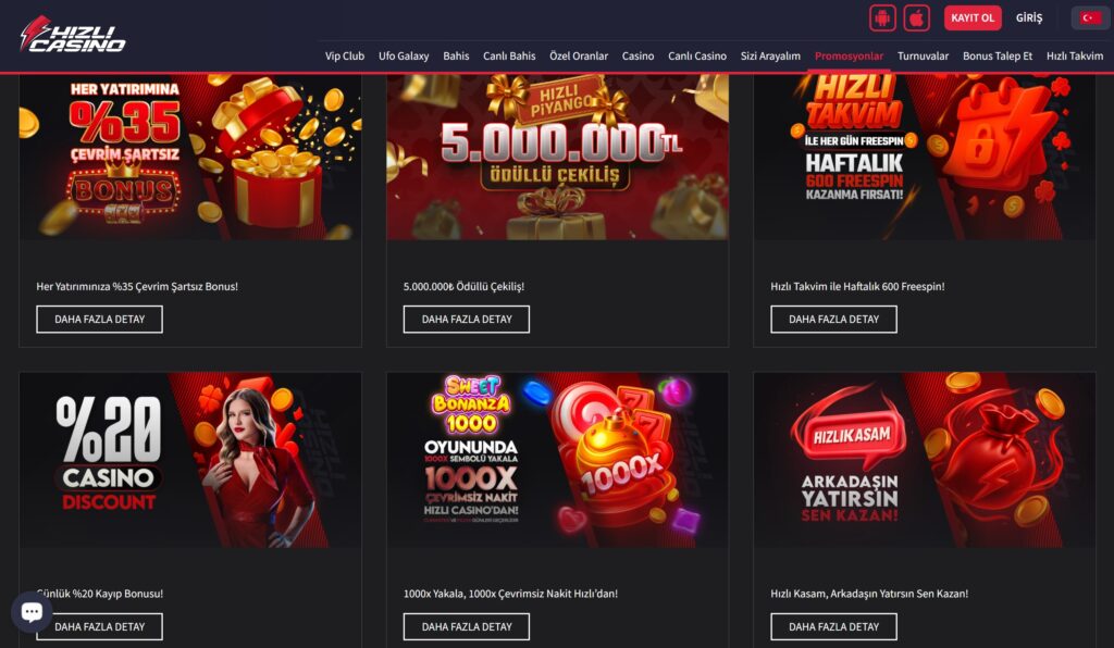 hızlıcasino bonusları